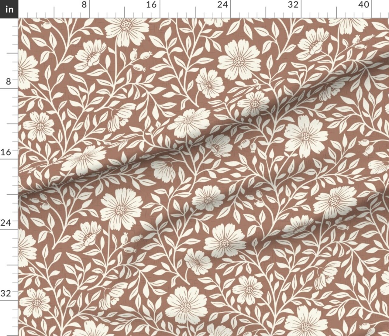 Various Fabrics by the Yard or Fat Quarter Rustic Farmhouse Floral Cottagecore Cabincore Boho Primitive Prairie Neutral Florals Brown Beige Mocha Custom Printed Fabric by Spoonflower